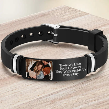 Family - Custom Photo Forever In My Heart - Personalized Engraved Bracelet (HJ) - Makezbright Gifts