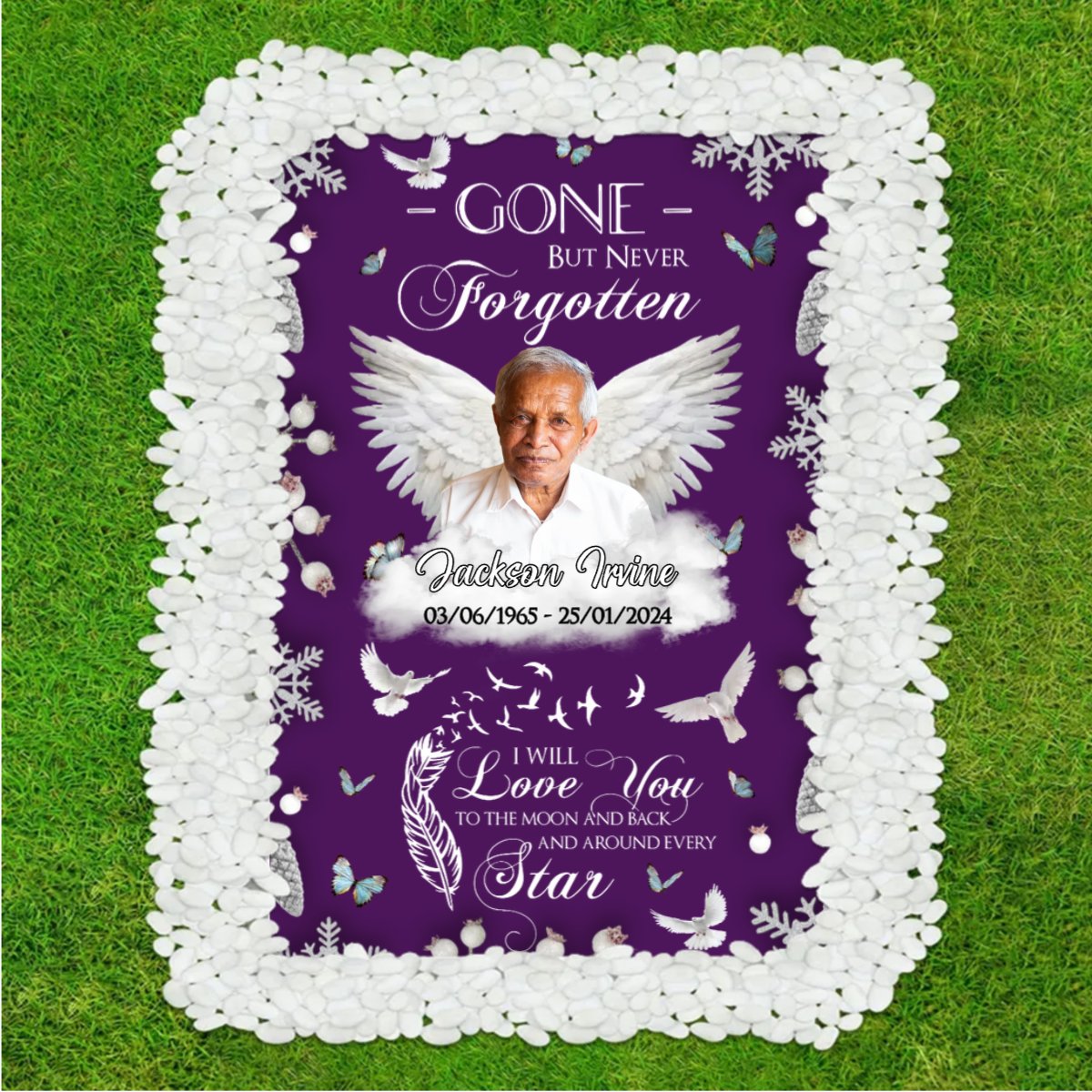 Family - Custom Photo Gone But Never Forgotten - Personalized Grave Memorial Blanket (BU) - Makezbright Gifts