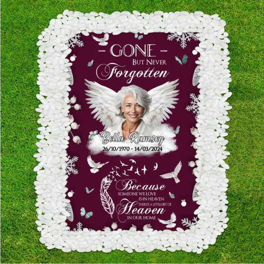 Family - Custom Photo Gone But Never Forgotten - Personalized Grave Memorial Blanket (BU) - Makezbright Gifts