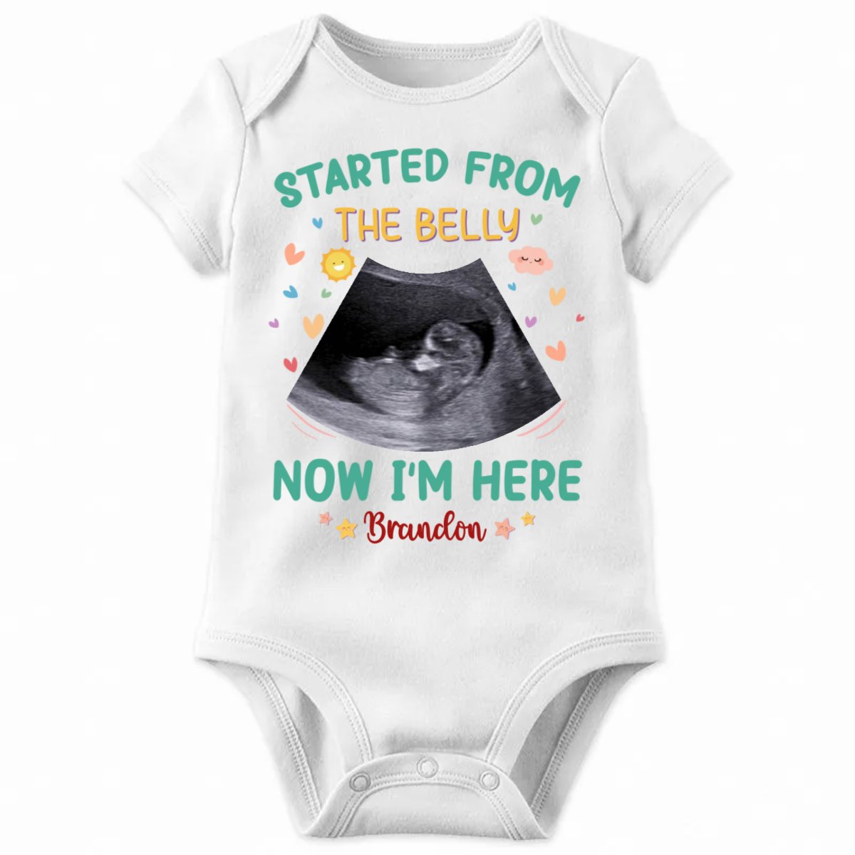 Family - Custom Photo Hello World, I'm New Here - Personalized Baby Onesies - Makezbright Gifts