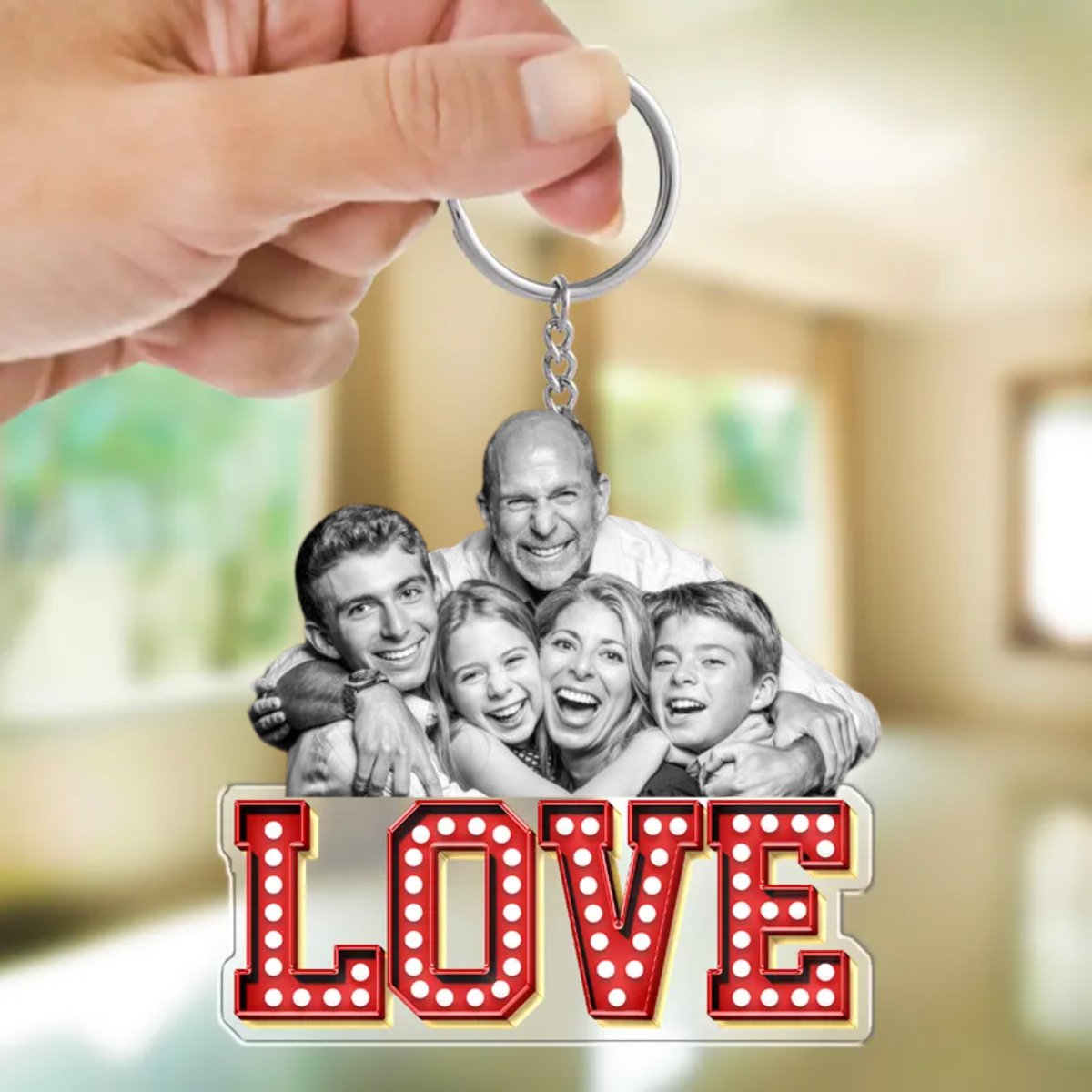 Family - Custom Photo Love Family Couples - Personalized Acrylic Car Hanger (HJ) - Makezbright Gifts