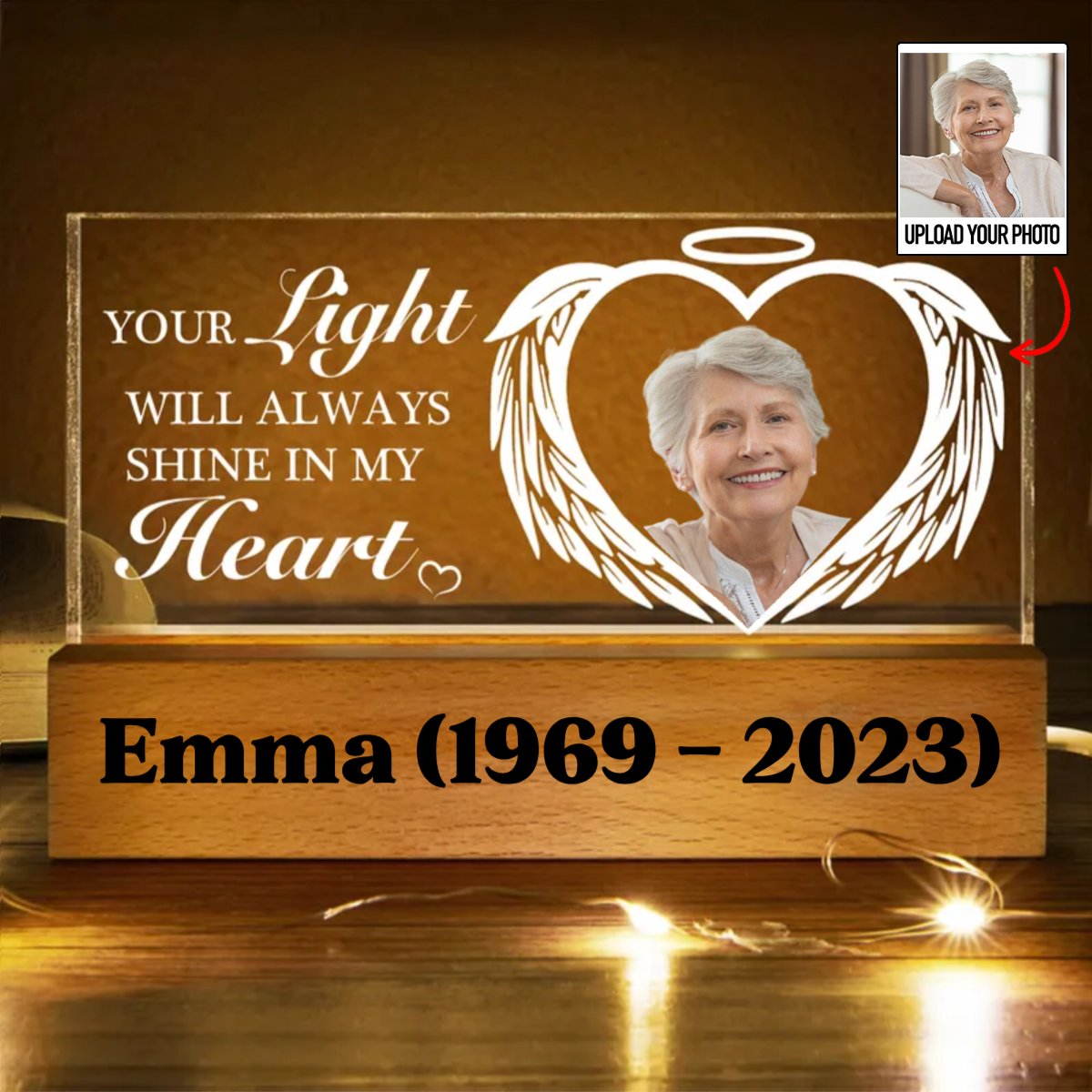 Family - Custom Photo Your Light Always Shine In My Heart - Personalized Acrylic LED Night Light (TB) - Makezbright Gifts