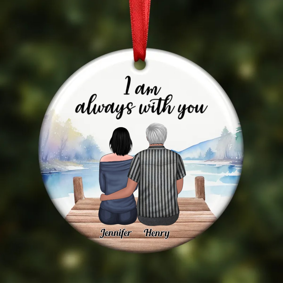 Family - Dad Always With Daughter - Personalized Circle Ornament - Makezbright Gifts