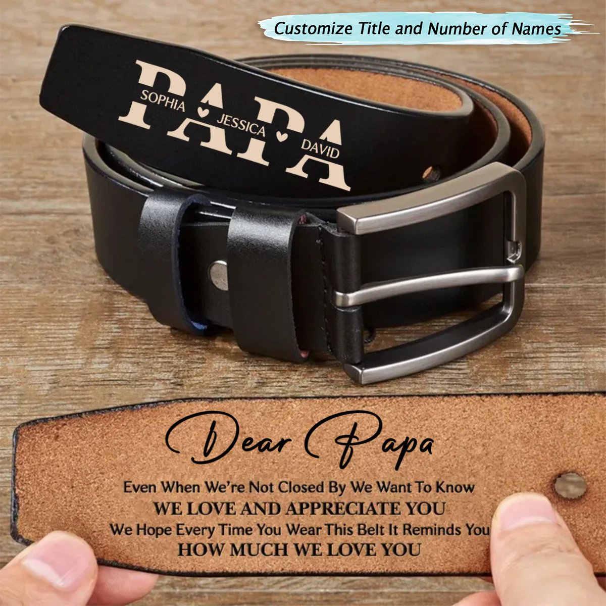 Family - Dad It Reminds You How Much We Love You - Personalized Engraved Leather Belt - Makezbright Gifts