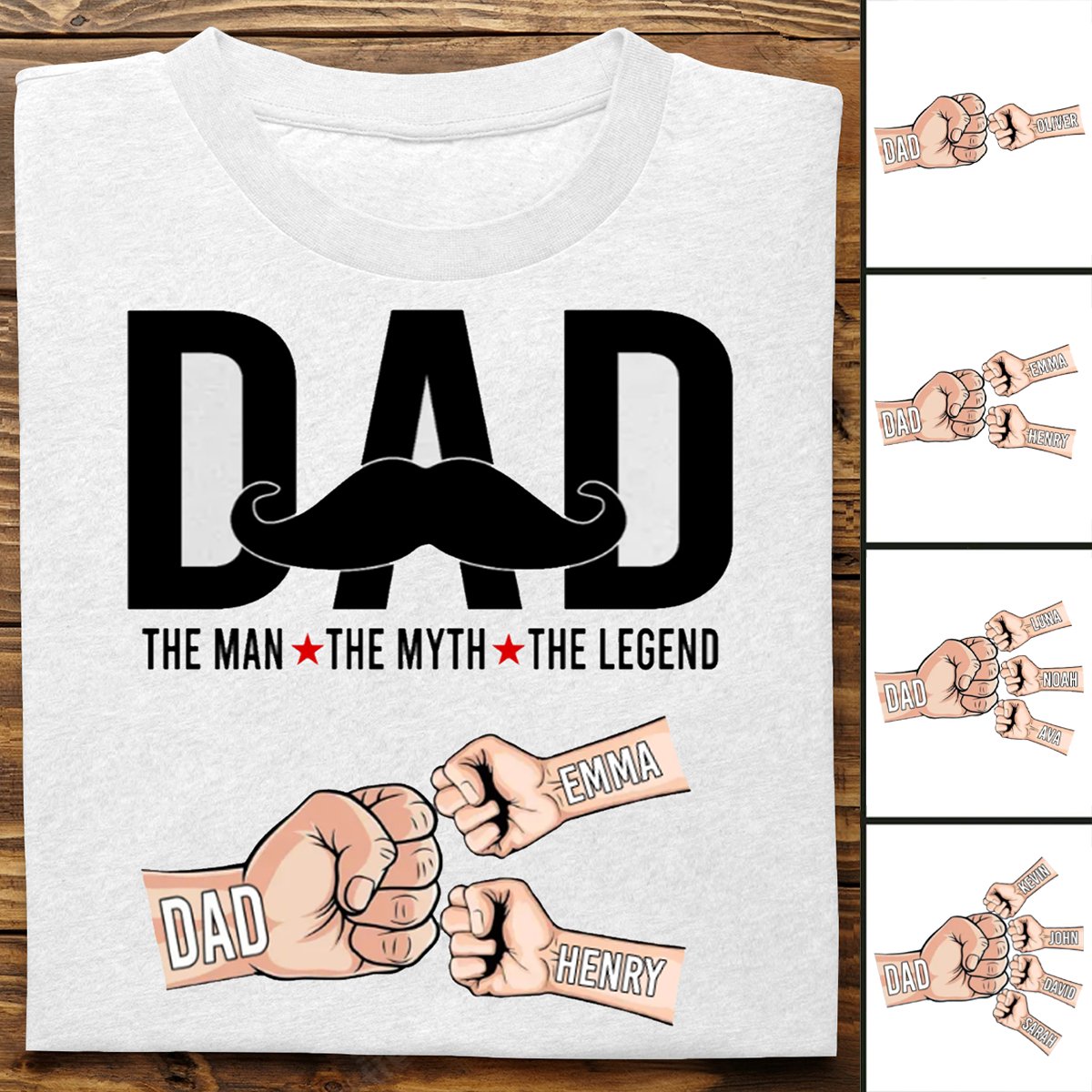 Family - Dad The Man The Myth The Legend - Personalized T - Shirt, Hoodie(NV) - Makezbright Gifts