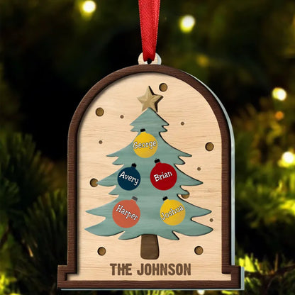 Family - Family Christmas Tree - Personalized Acrylic Ornament - Makezbright Gifts