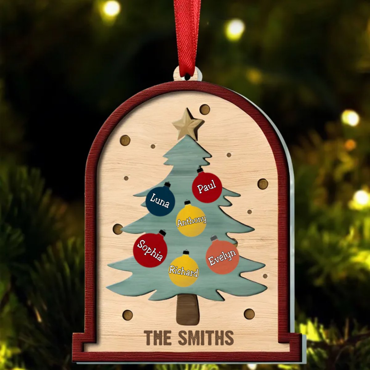 Family - Family Christmas Tree - Personalized Acrylic Ornament - Makezbright Gifts