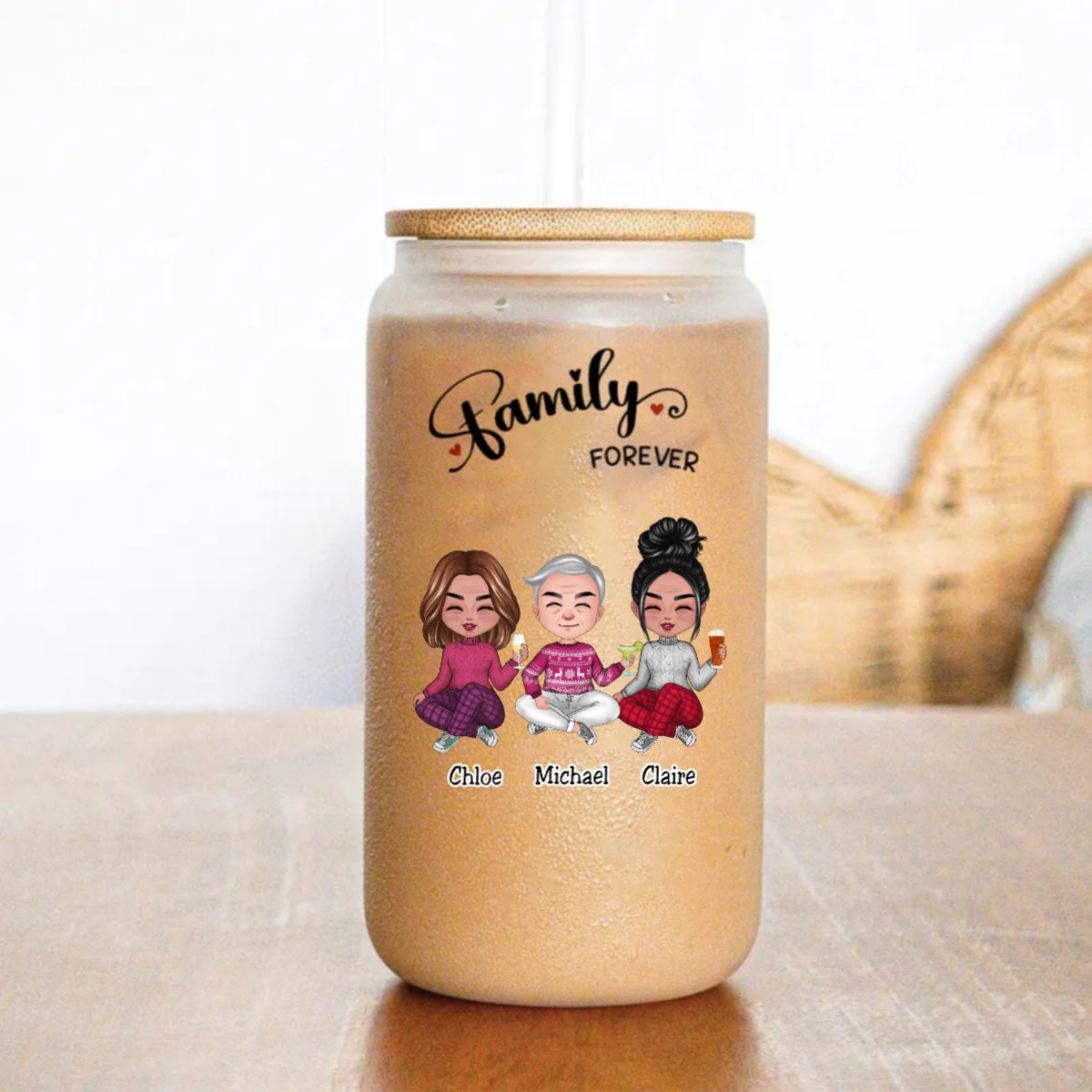 Family - Family Forever - Personalize Glass Can (AA) - Makezbright Gifts