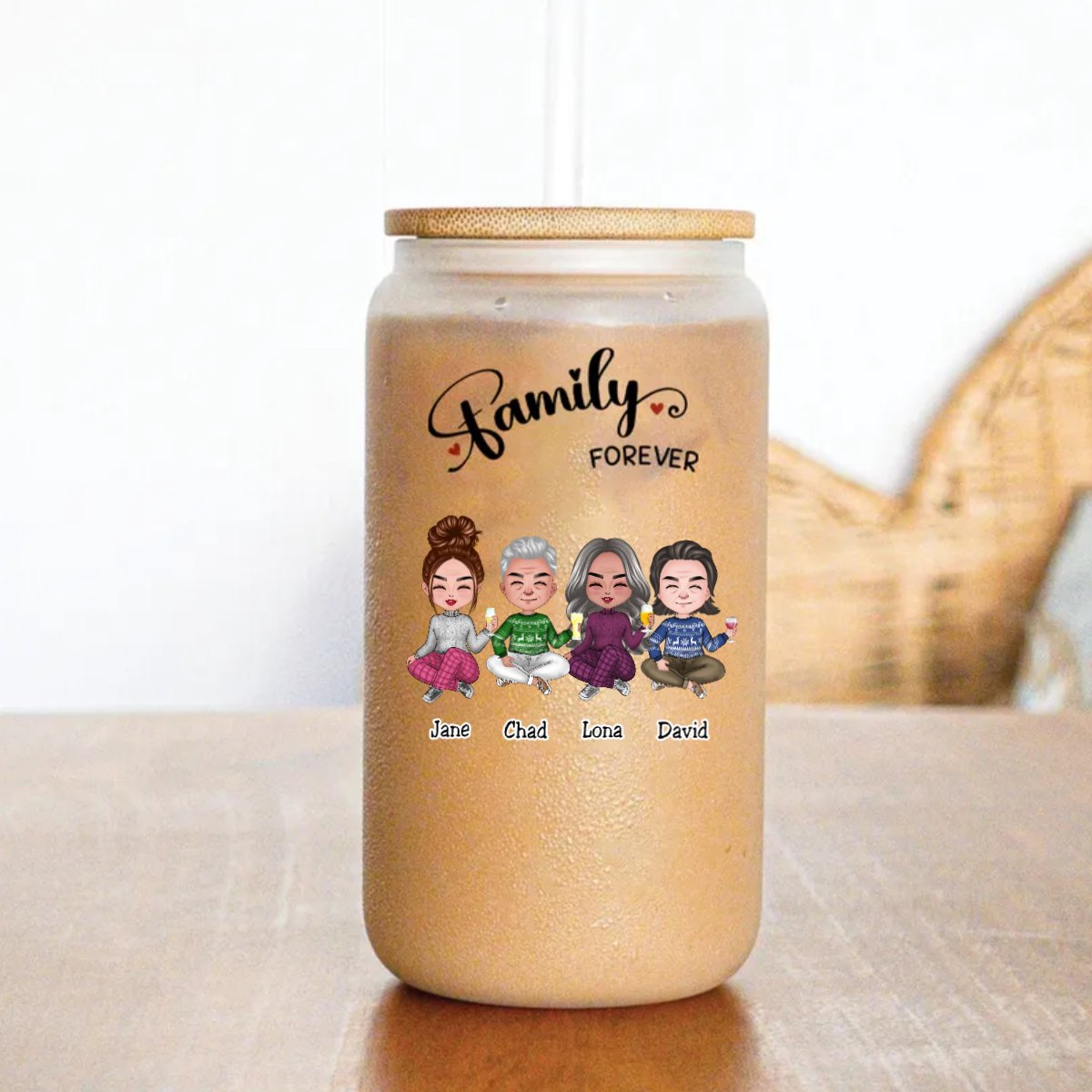 Family - Family Forever - Personalize Glass Can (AA) - Makezbright Gifts