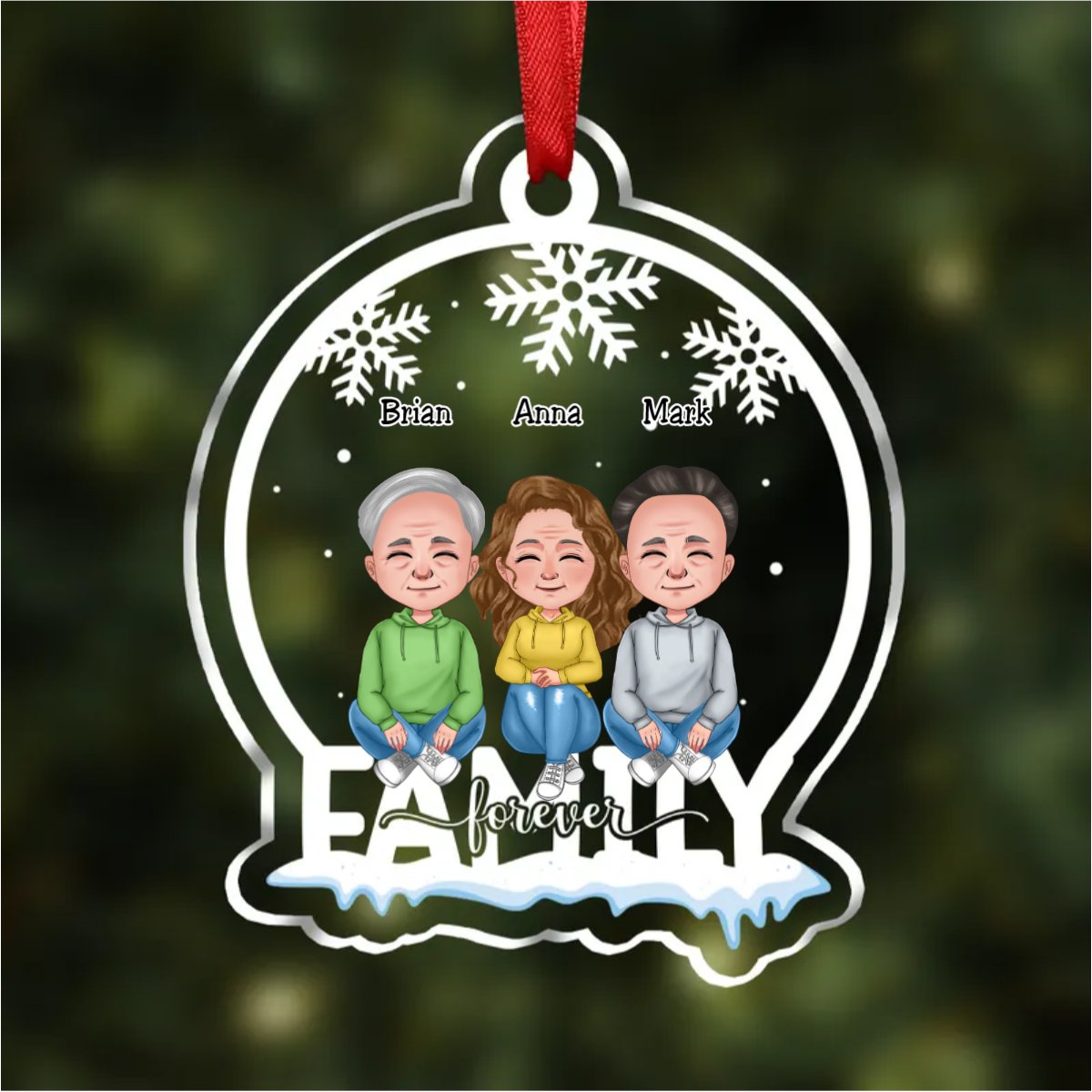 Family - Family Forever - Personalized Christmas Transparent Ornament - Makezbright Gifts