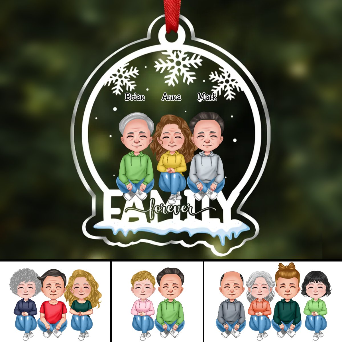 Family - Family Forever - Personalized Christmas Transparent Ornament - Makezbright Gifts