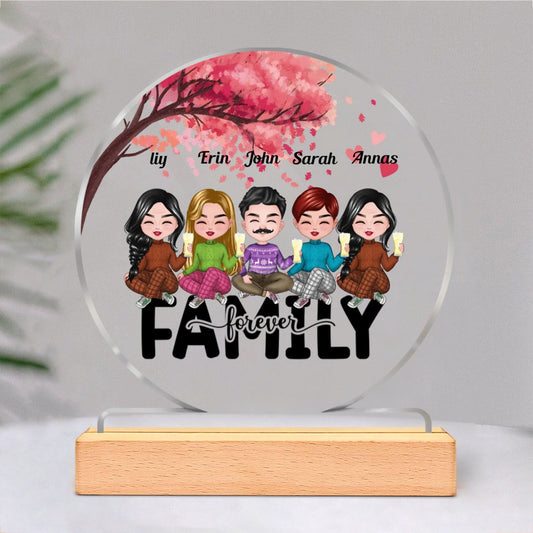 Family - Family Forever - Personalized Circle Acrylic Plaque - Makezbright Gifts