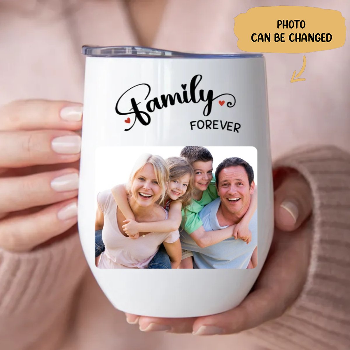 Family - Family Forever - Personalized Wine Tumbler (LH) - Makezbright Gifts