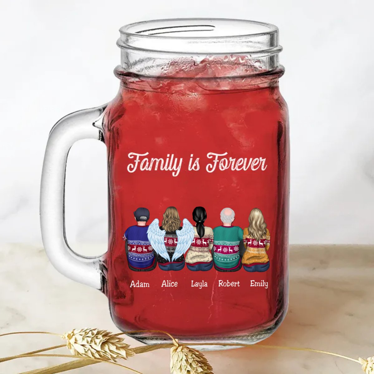 Family - Family Is Forever - Personalize Drinking Jar (TB) - Makezbright Gifts