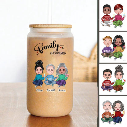 Family - Family Is Forever - Personalize Glass Can (AA) - Makezbright Gifts