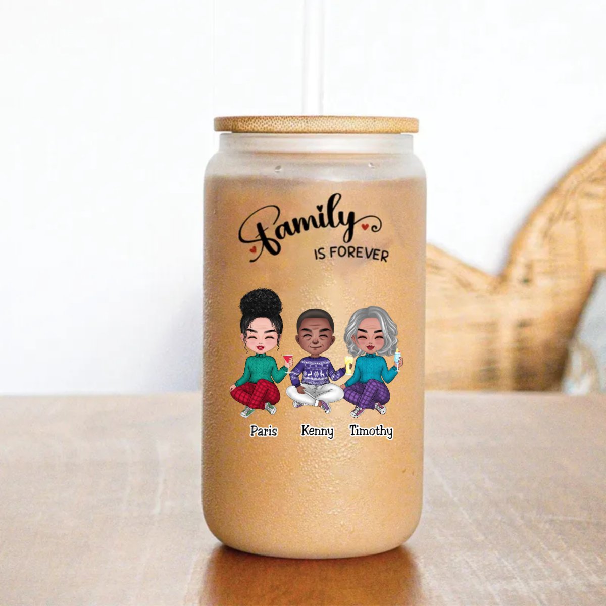 Family - Family Is Forever - Personalize Glass Can (AA) - Makezbright Gifts