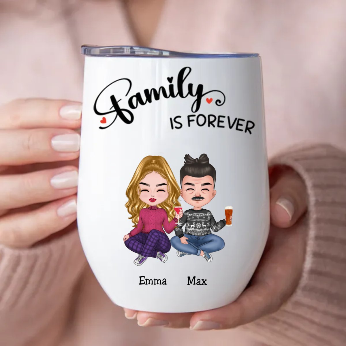 Family - Family Is Forever - Personalized Wine Tumbler - Makezbright Gifts