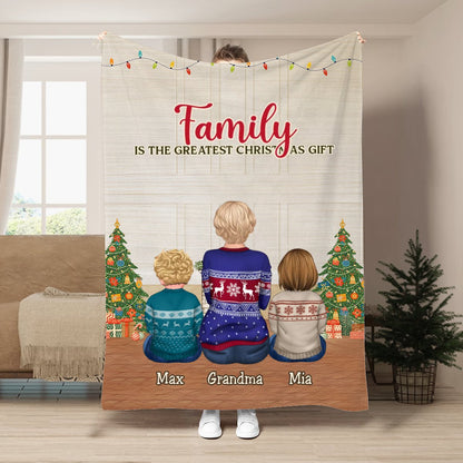 Family - Family Is The Greatest Christmas Gift - Personalized Blanket (II) - Makezbright Gifts