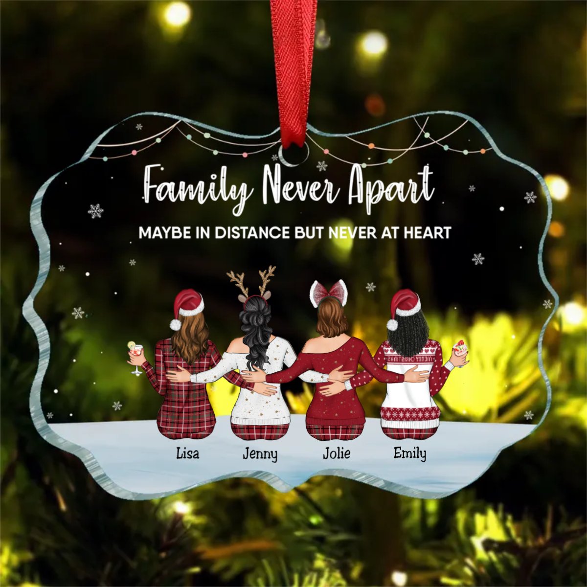 Family - Family Never Apart Maybe In Distance But Never At Heart - Personalized Ornament - Makezbright Gifts