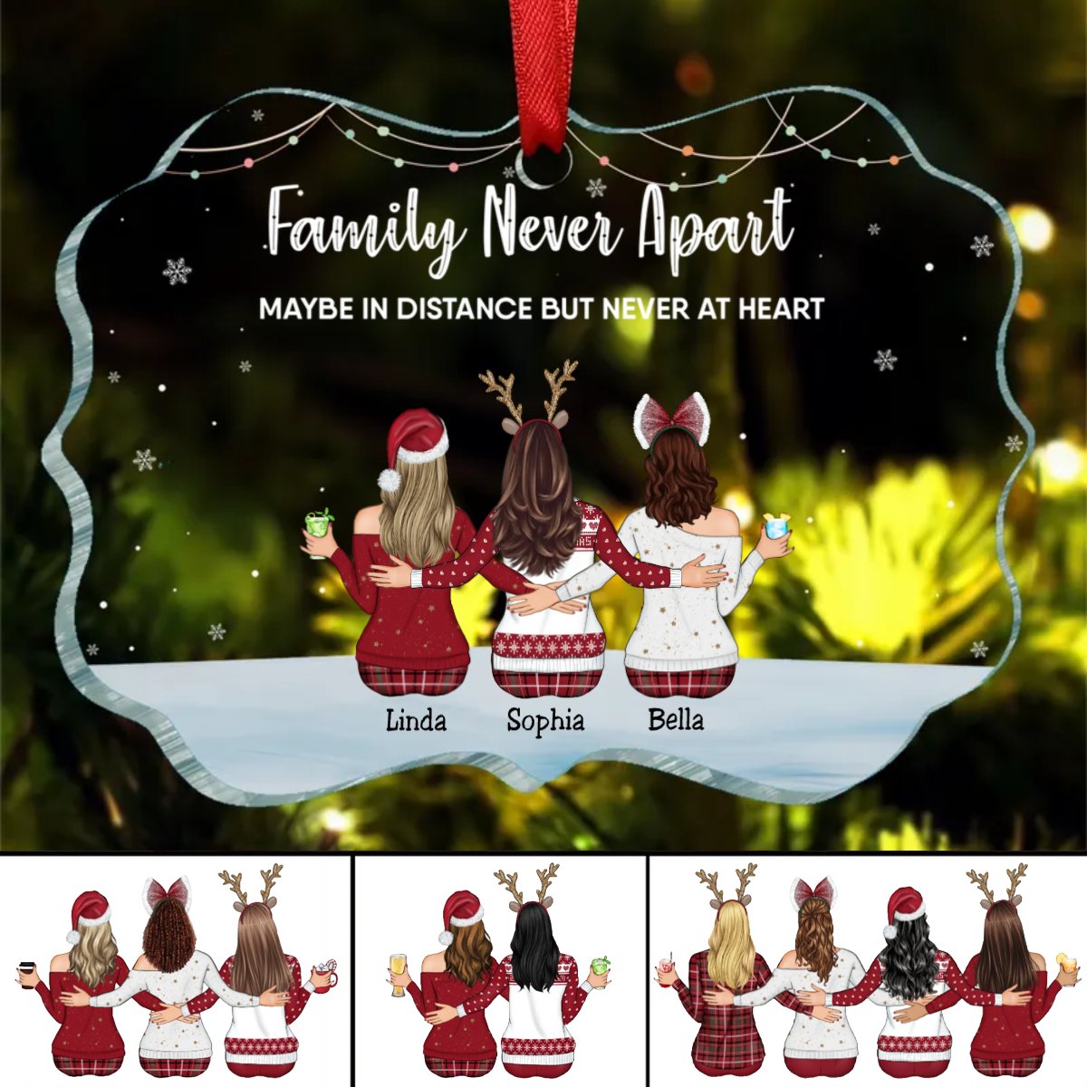 Family - Family Never Apart Maybe In Distance But Never At Heart - Personalized Ornament - Makezbright Gifts