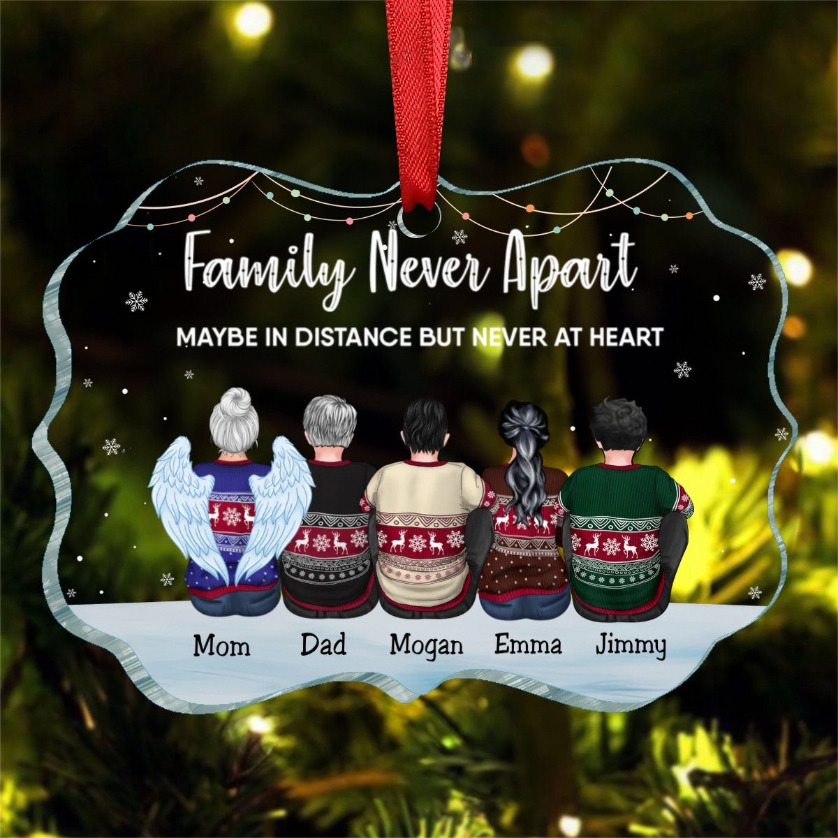 Family - Family Never Apart Maybe In Distance But Never At Heart - Personalized Ornament - Makezbright Gifts