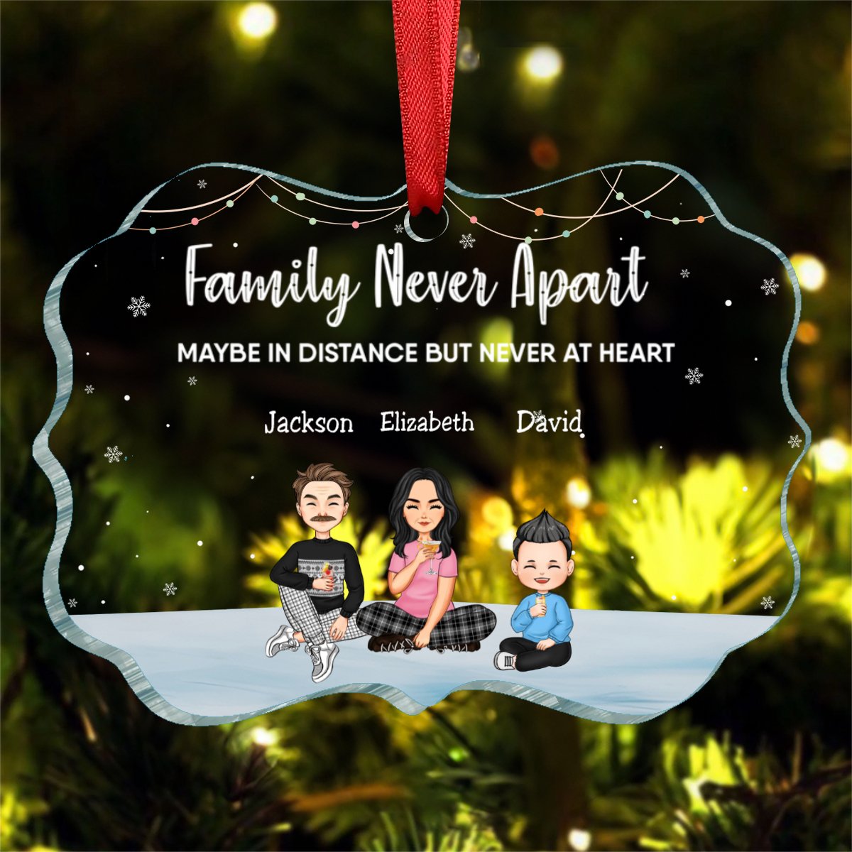 Family - Family Never Apart Maybe In Distance But Never At Heart - Personalized Ornament (LH) - Makezbright Gifts