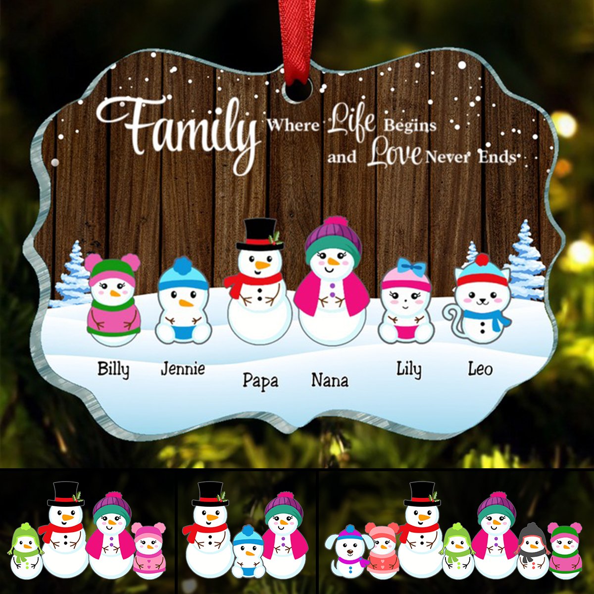 Family - Family Where Life Begins and Love Never Ends - Personalized Ornament (LH) - Makezbright Gifts