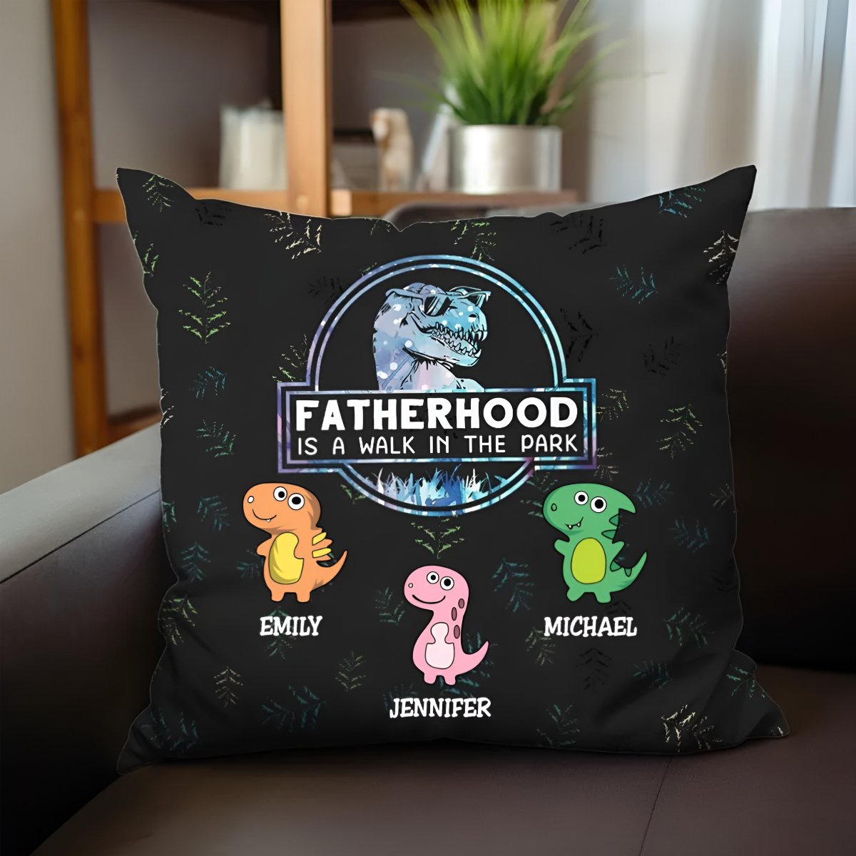 Family - Fatherhood Is A Walk In The Park - Personalized Pillow - Makezbright Gifts