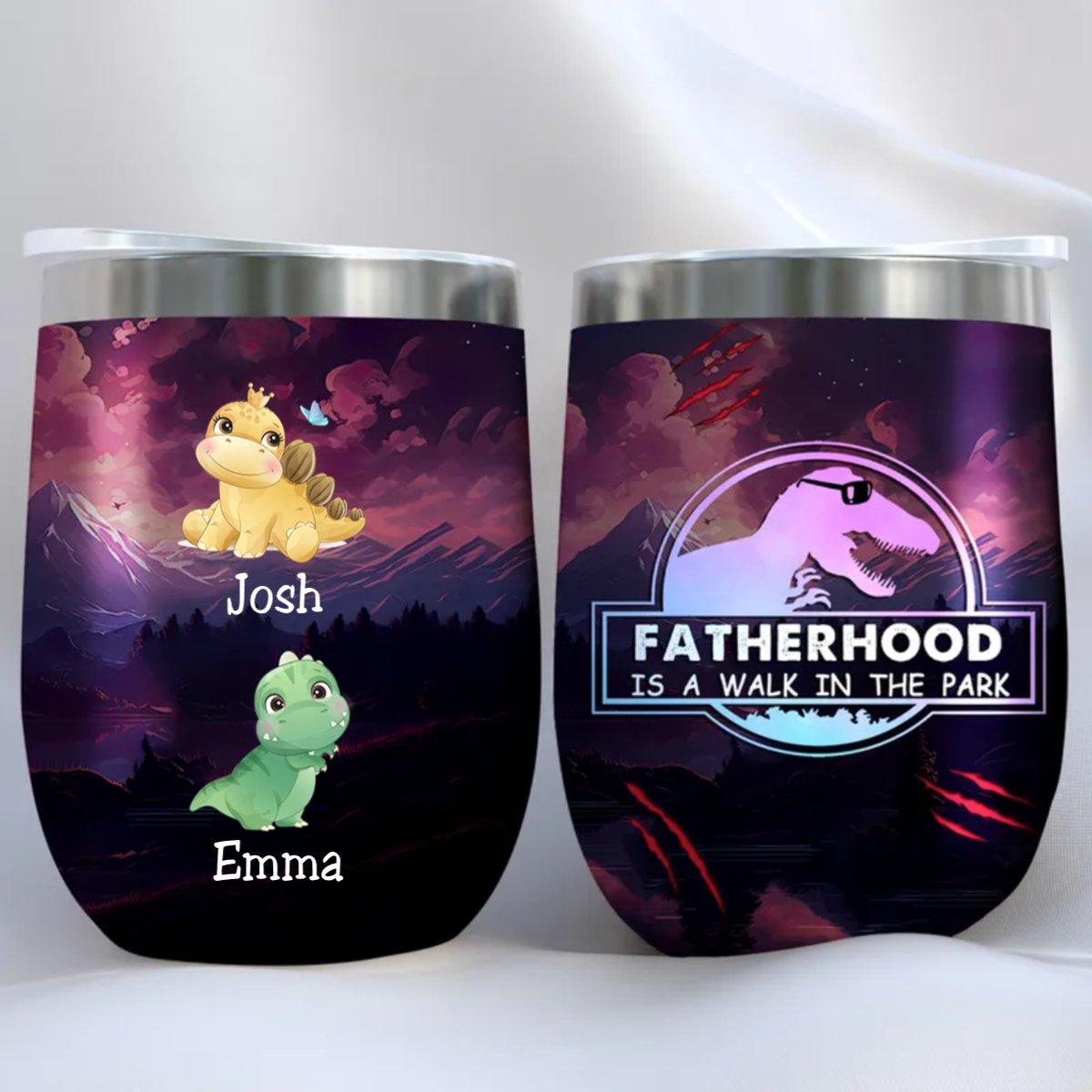 Family - Fatherhood Is A Walk In The Park - Personalized Wine Tumbler - Makezbright Gifts