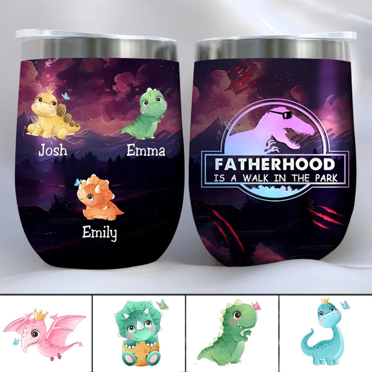 Family - Fatherhood Is A Walk In The Park - Personalized Wine Tumbler - Makezbright Gifts