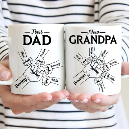 Family - First Dad Now Grandpa - Personalized Mug - Makezbright Gifts