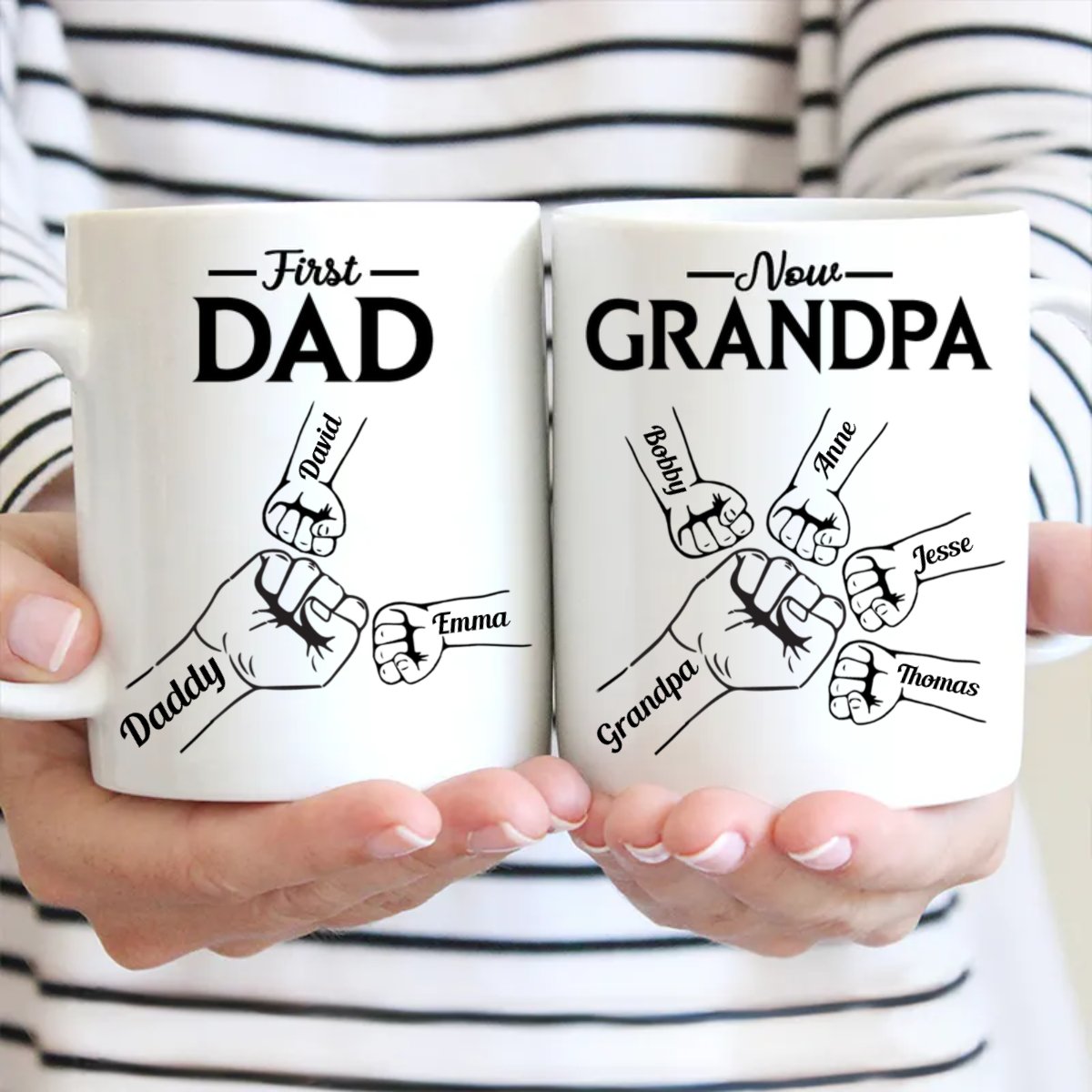 Family - First Dad Now Grandpa - Personalized Mug - Makezbright Gifts