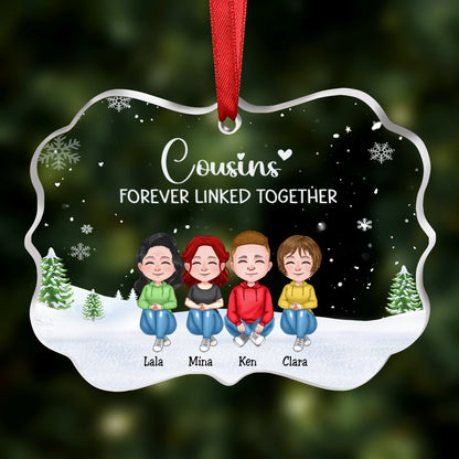 Family - Forever Linked Together - Personalized Transparent Ornament (Ver. 2) - Makezbright Gifts