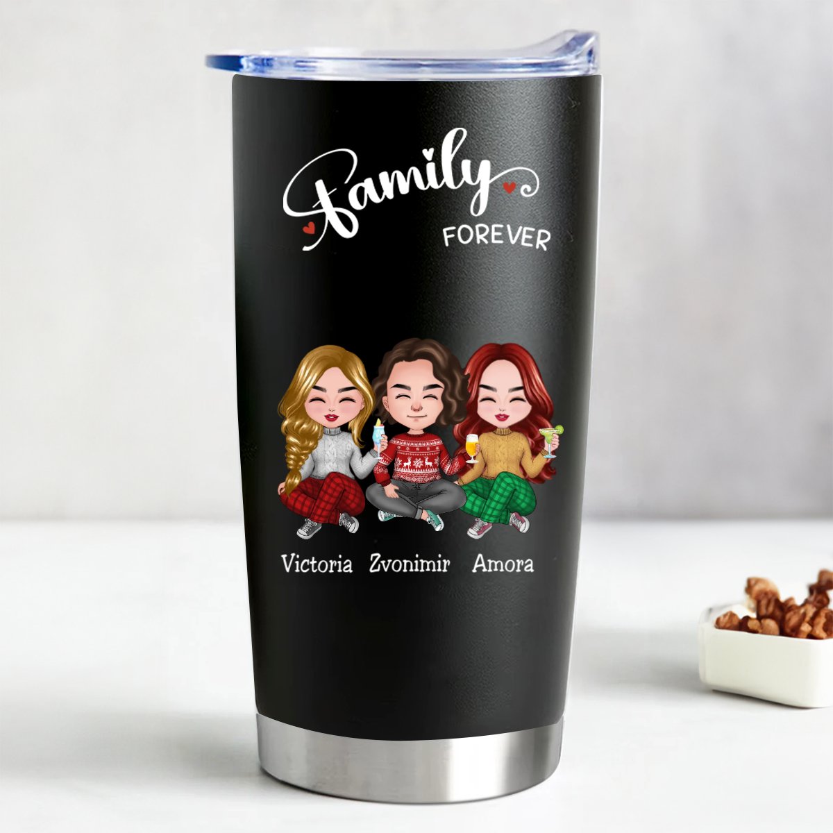 Family Forever Personalized Stainless Steel Tumbler - 20oz - Makezbright Gifts