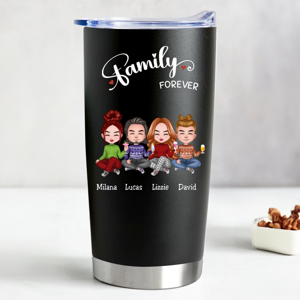 Family Forever Personalized Stainless Steel Tumbler - 20oz - Makezbright Gifts