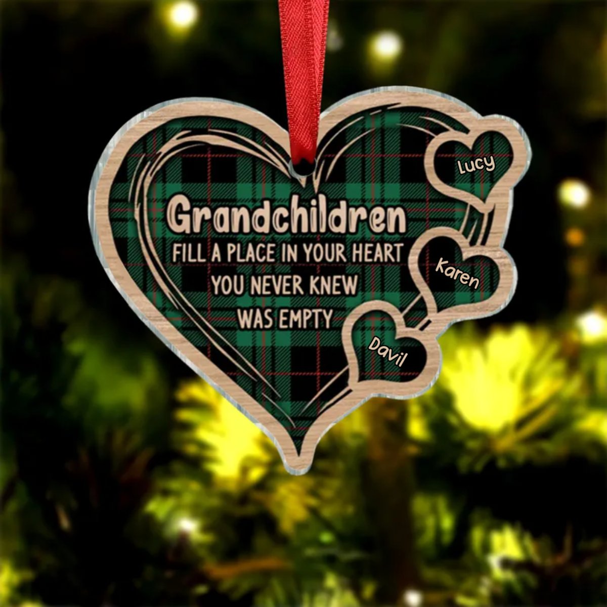 Family - Grandchildren Fill A Place In Your Heart - Personalized Acrylic Ornament - Makezbright Gifts