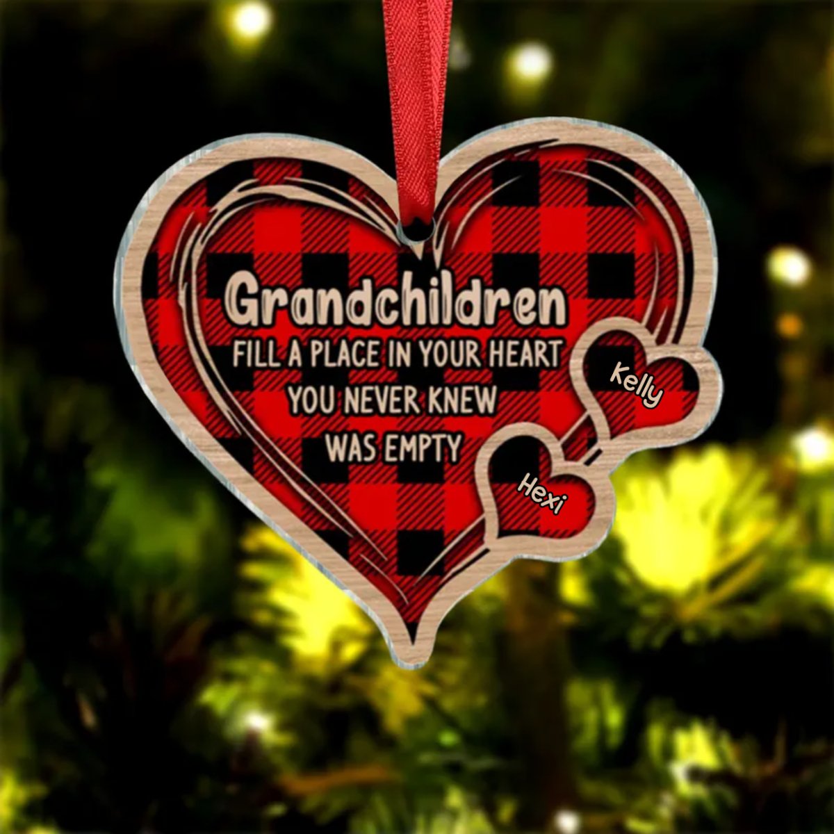 Family - Grandchildren Fill A Place In Your Heart - Personalized Acrylic Ornament - Makezbright Gifts