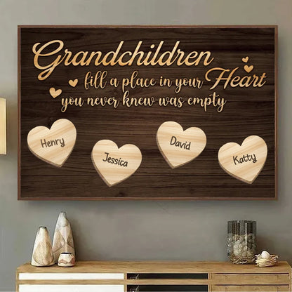 Family - Grandchildren Fill A Place In Your Heart - Personalized Poster - Makezbright Gifts