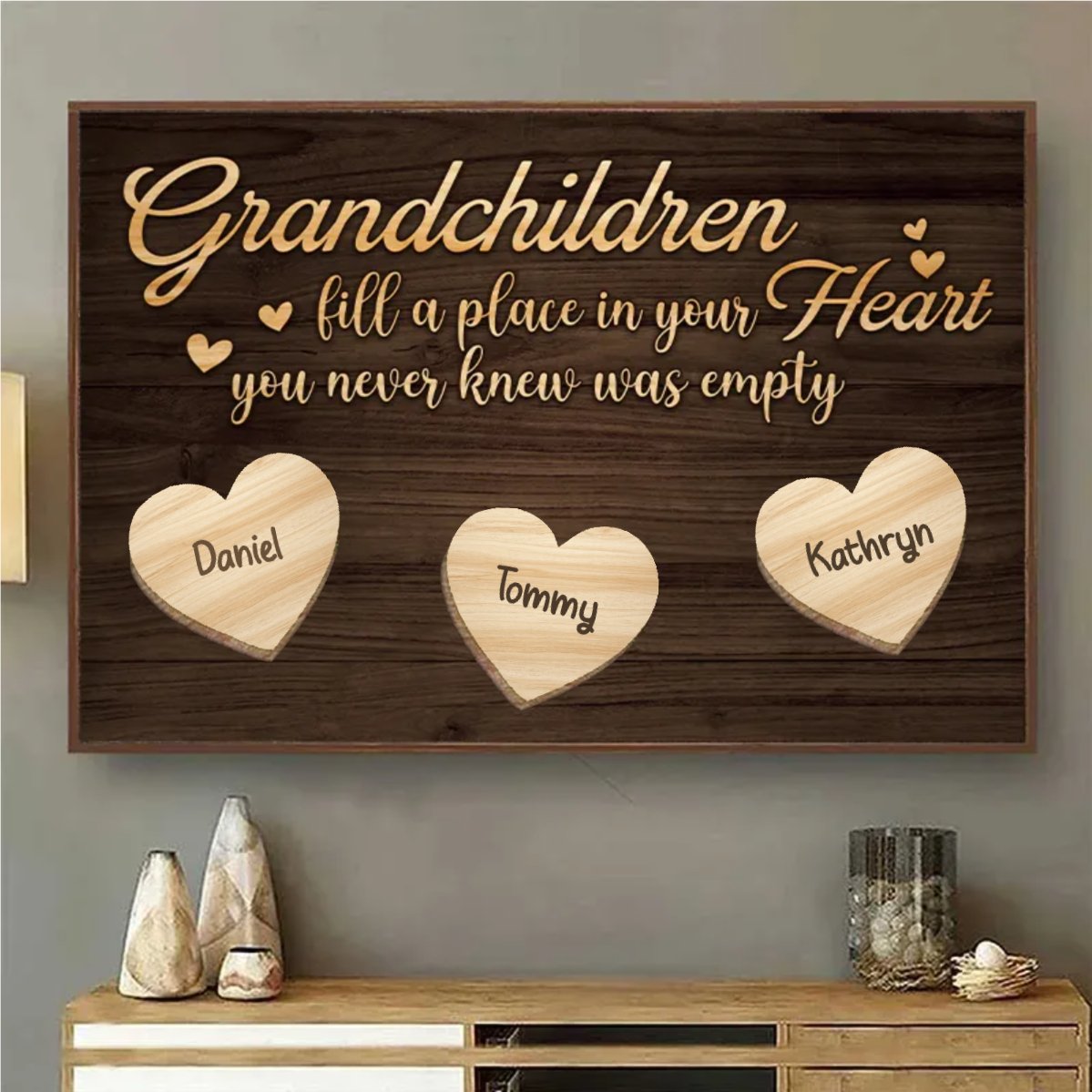 Family - Grandchildren Fill A Place In Your Heart - Personalized Poster - Makezbright Gifts