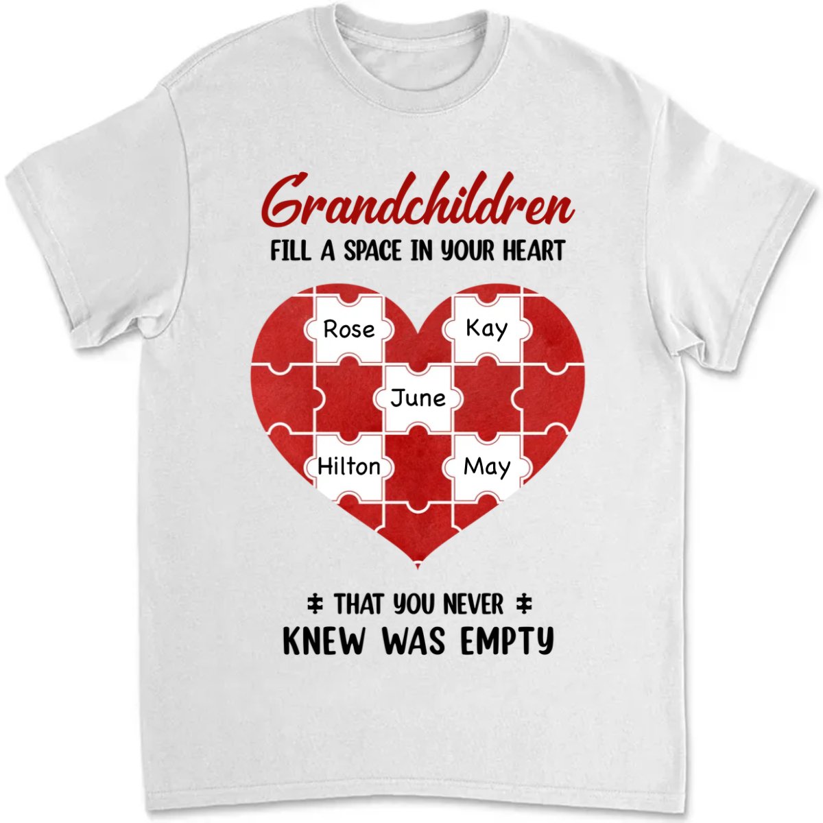 Family - Grandchildren Fill Spaces In Grandma Heart - Personalized T - Shirt - Makezbright Gifts