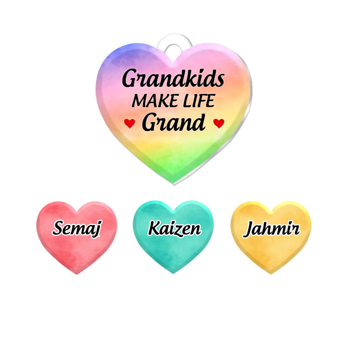 Family - Grandkids Make Life Grand - Personalized Acrylic Custom Keychain - Makezbright Gifts