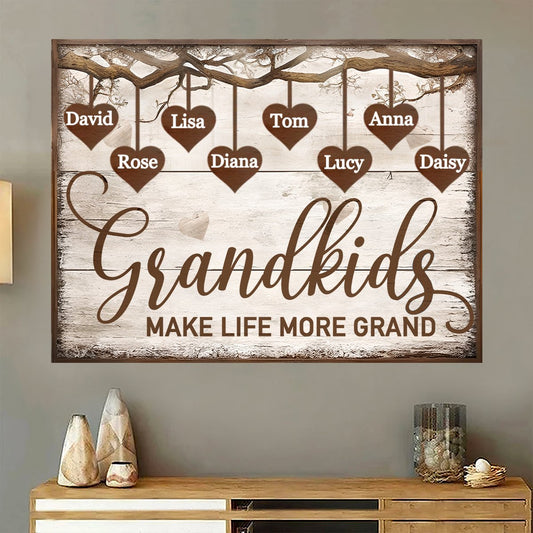 Family - Grandkids Make Life More Grand - Personalized Poster - Makezbright Gifts