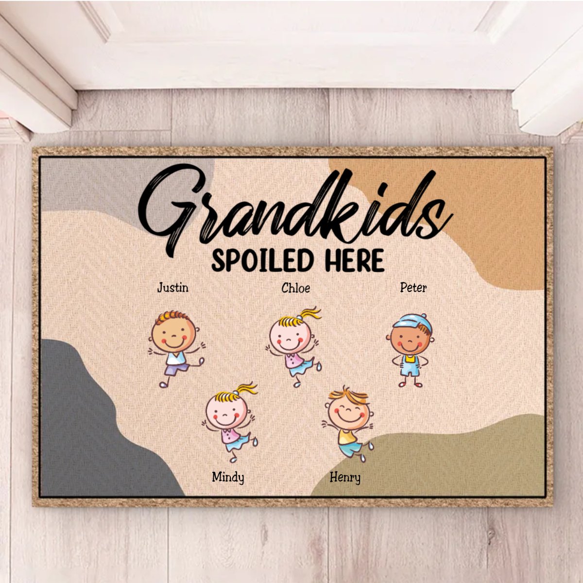 Family - Grandkids Spoiled Here - Personalized Doormat - Makezbright Gifts