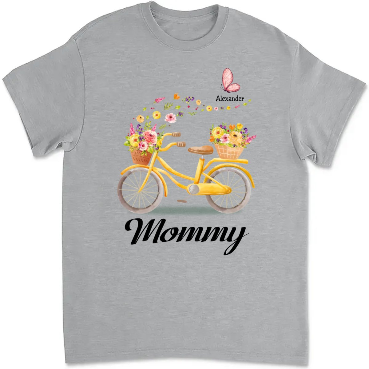 Family - Grandma Bicycle With Flowers Shirt - Personalized T - Shirt - Makezbright Gifts