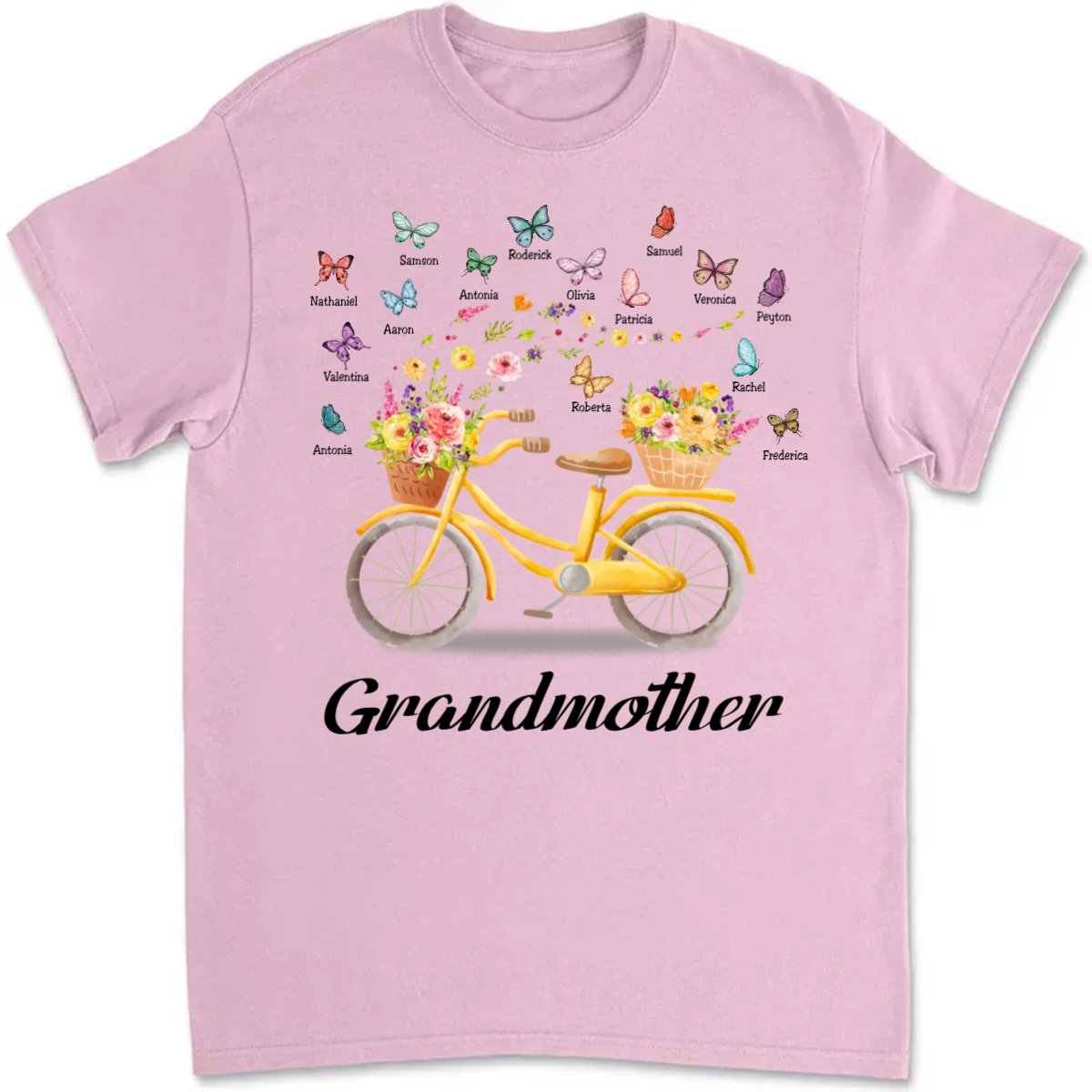 Family - Grandma Bicycle With Flowers Shirt - Personalized T - Shirt - Makezbright Gifts