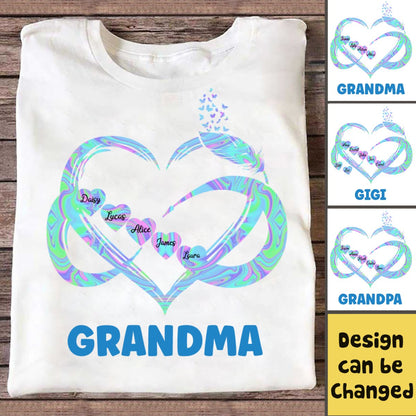 Family - Grandma Grandkids Heart Infinity Love Family - Personalized Unisex T - shirt - Makezbright Gifts