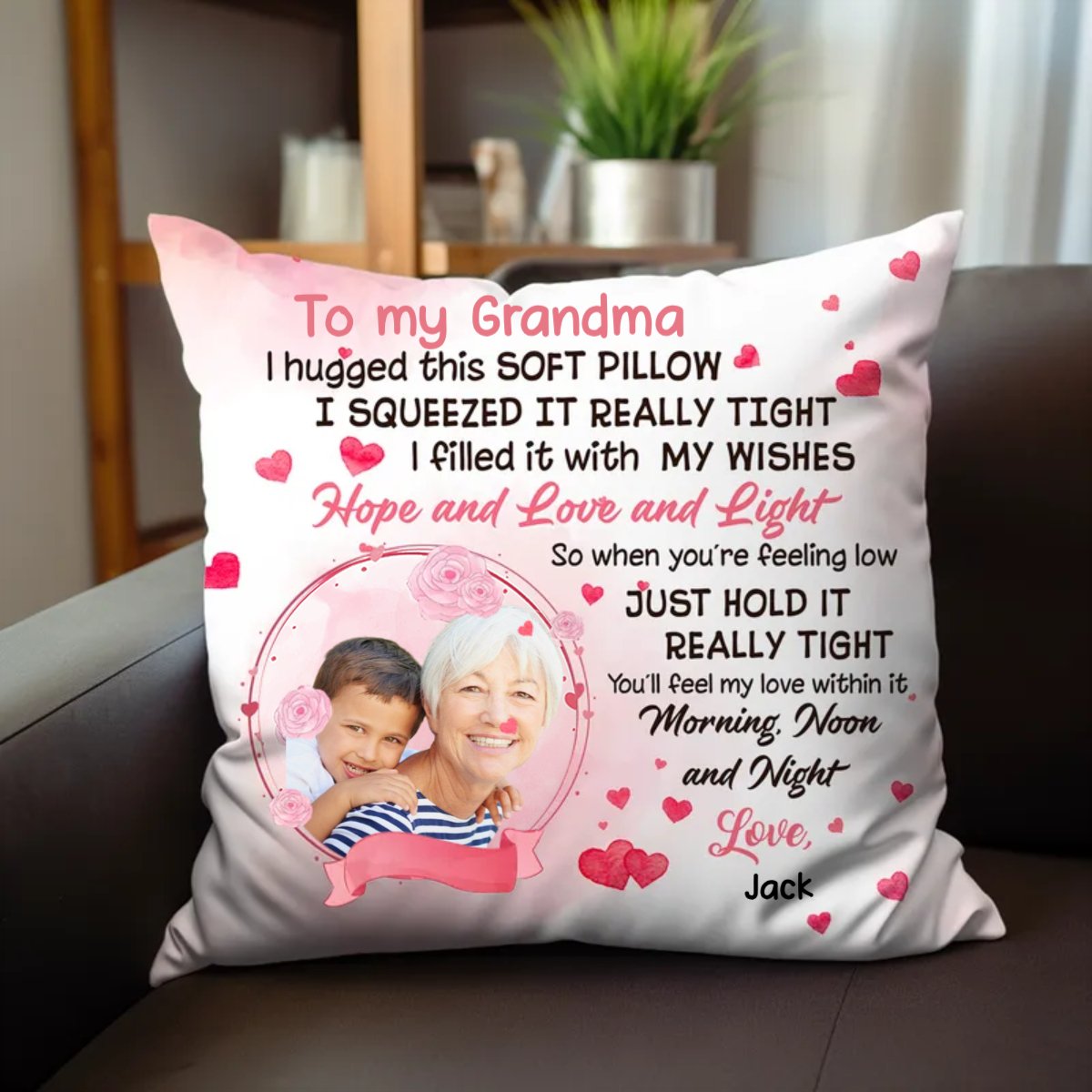 Family - Grandma Kids Image Upload - Personalized Pillow - Makezbright Gifts