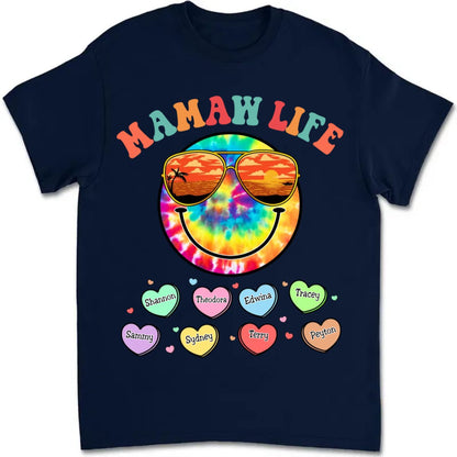 Family - Grandma Life Beach Summer Smiley Face Vacation - Personalized T - Shirt (TT) - Makezbright Gifts