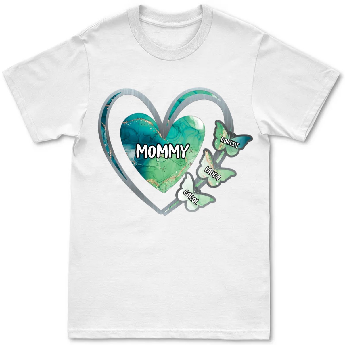 Family - Grandma, Mom Heart Butterfly Kids V2 - Personalized Unisex T - Shirt - Makezbright Gifts