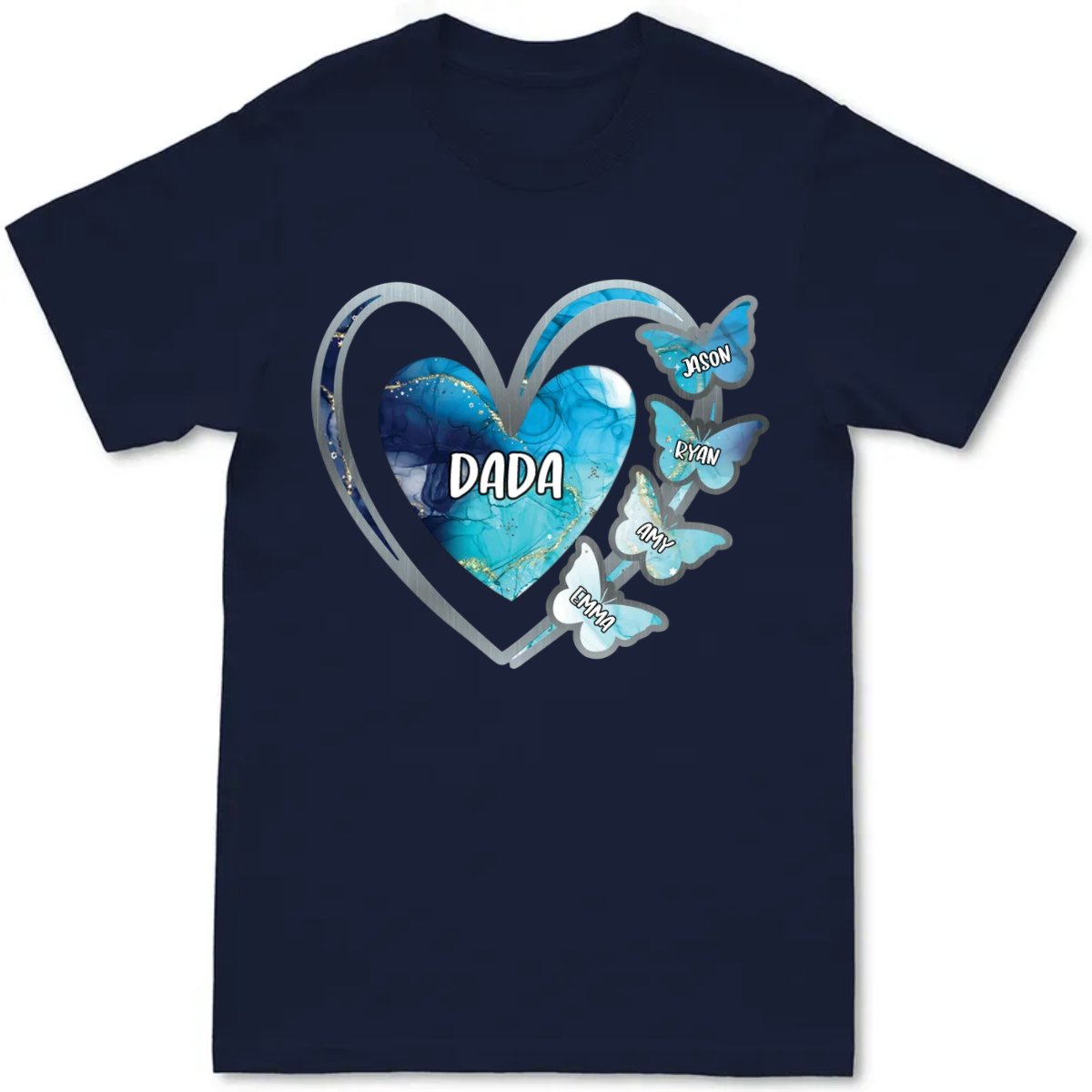 Family - Grandma, Mom Heart Butterfly Kids V2 - Personalized Unisex T - Shirt - Makezbright Gifts